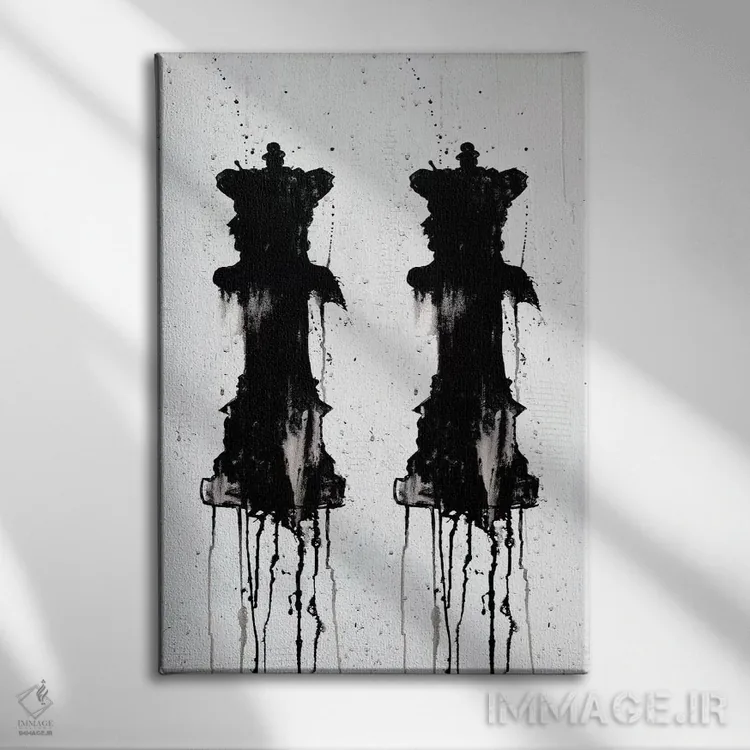 تابلو انتزاعی دو ملکه اثر کنت یانگستروم - نمای روبهرو روی دیوار