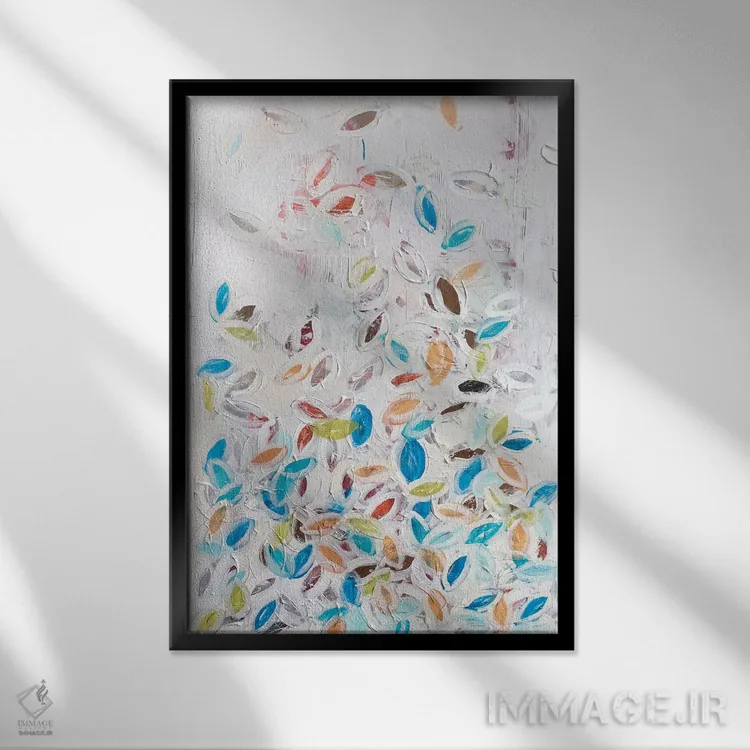 تابلو انتزاعی برگ های بهاری اثر کنت یانگستروم - نمای قابدار مشکی