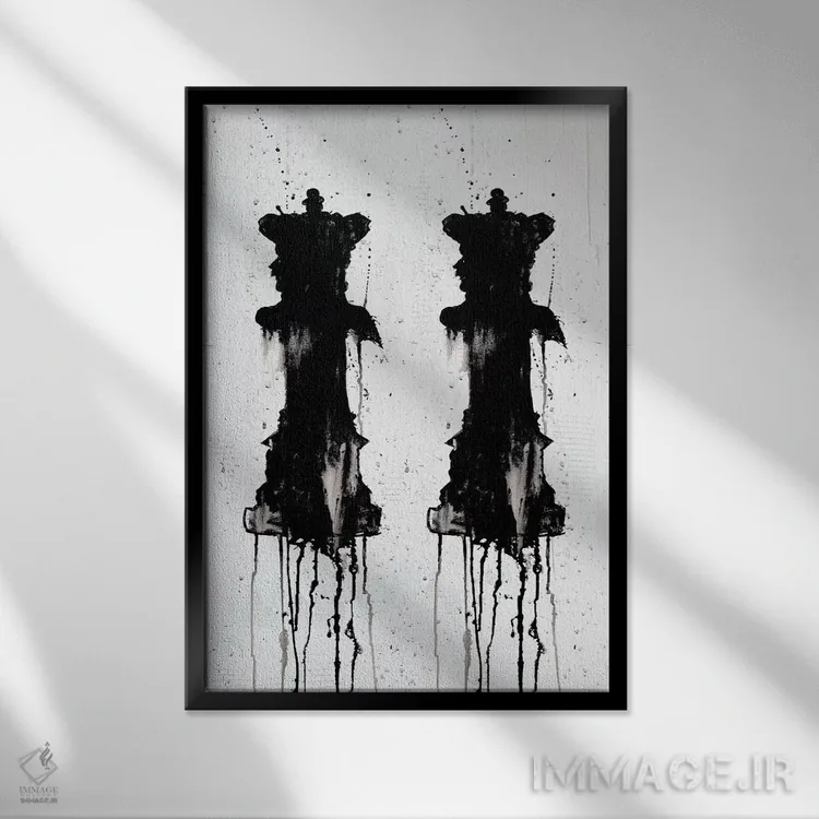 تابلو انتزاعی دو ملکه اثر کنت یانگستروم - نمای قابدار مشکی