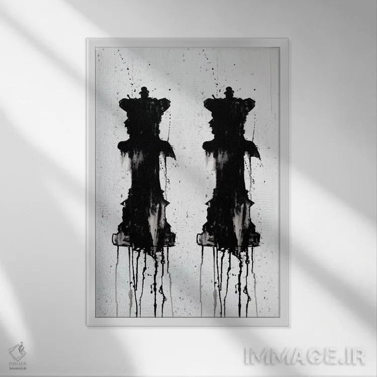 تابلو انتزاعی دو ملکه اثر کنت یانگستروم - نمای قابدار سفید