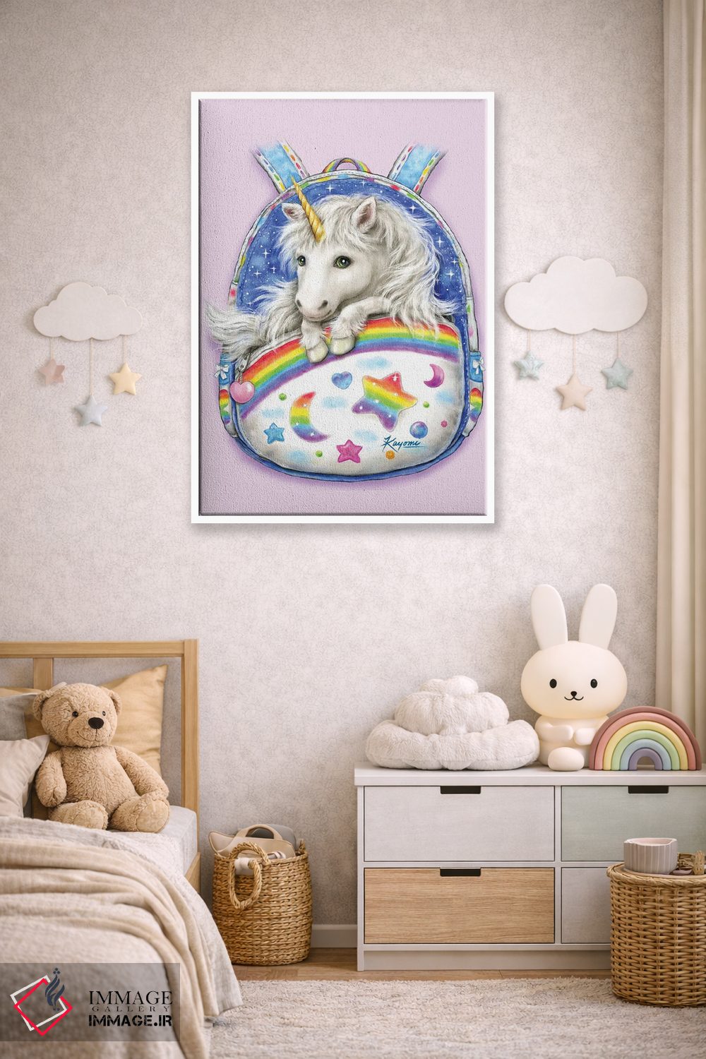 تابلو دکوراتیو یونیکورن کوله پشتی دار اثر کایومی هارای - D3W
