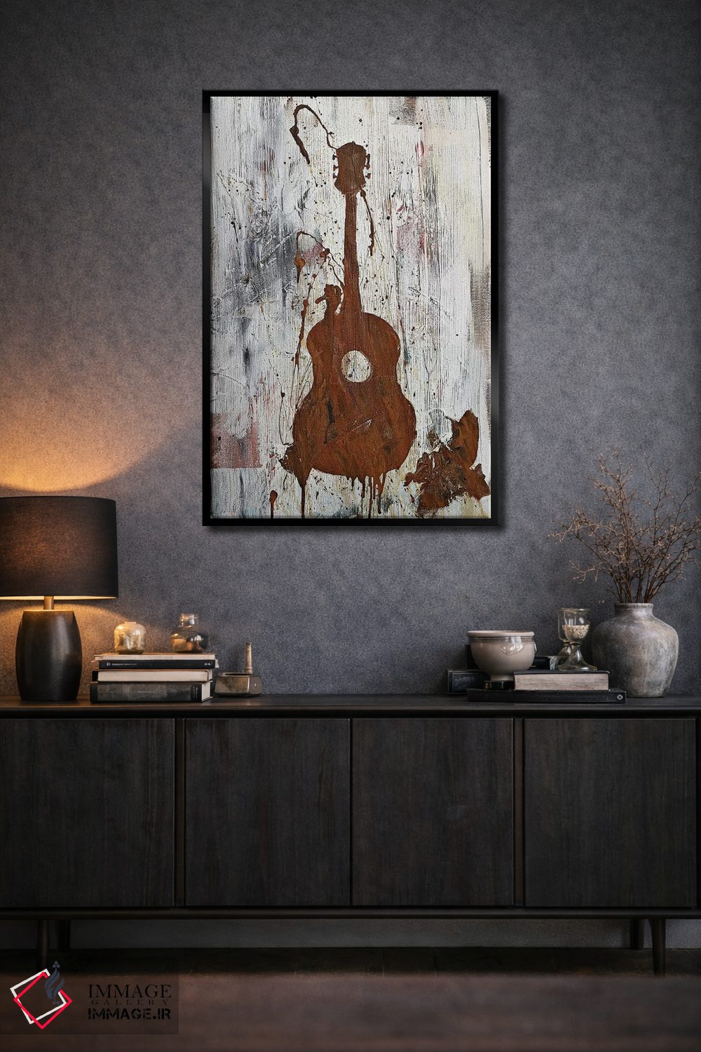 تابلو مدرن گیتار زنگ زده اثر کنت یانگستروم - D2B