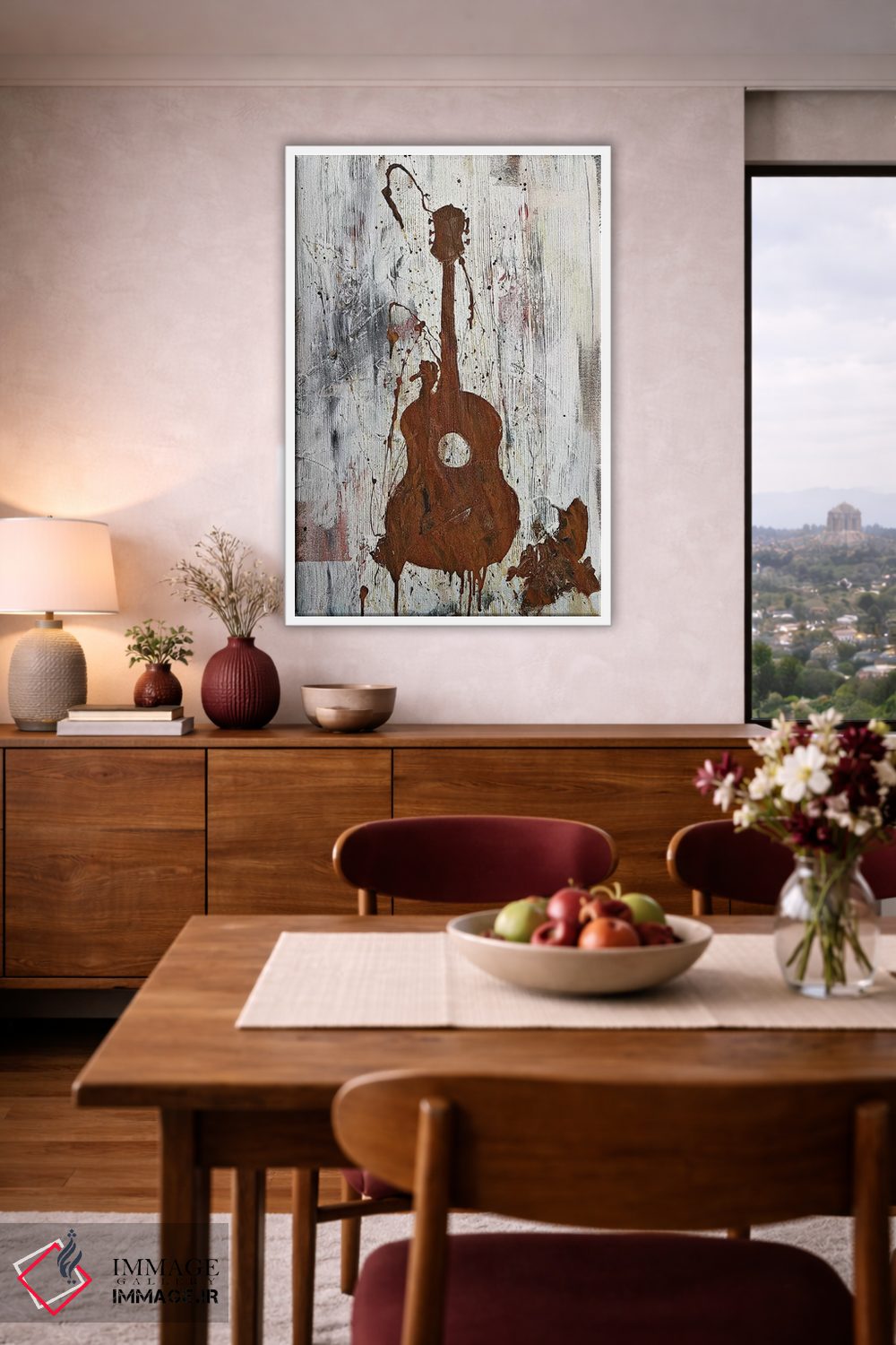 تابلو مدرن گیتار زنگ زده اثر کنت یانگستروم - D3W