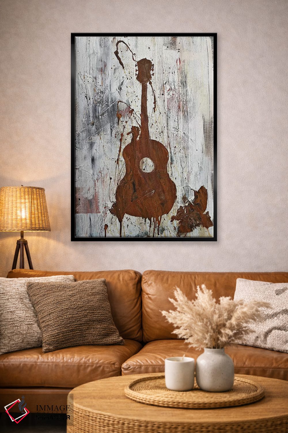 تابلو مدرن گیتار زنگ زده اثر کنت یانگستروم - D4B