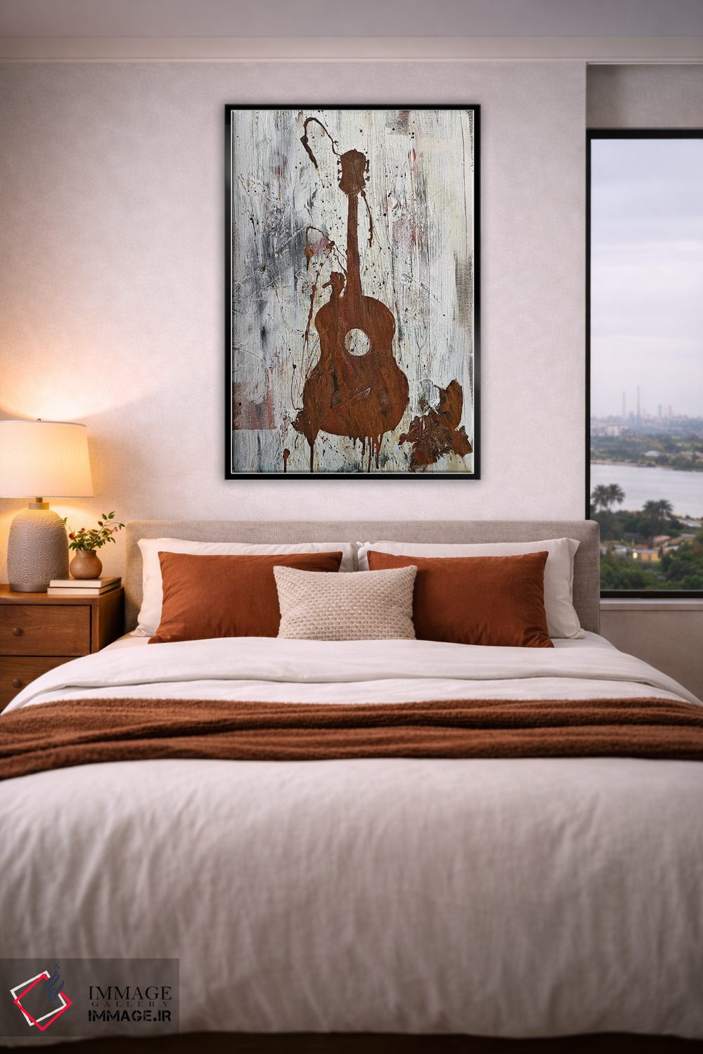 تابلو مدرن گیتار زنگ زده اثر کنت یانگستروم - D5B