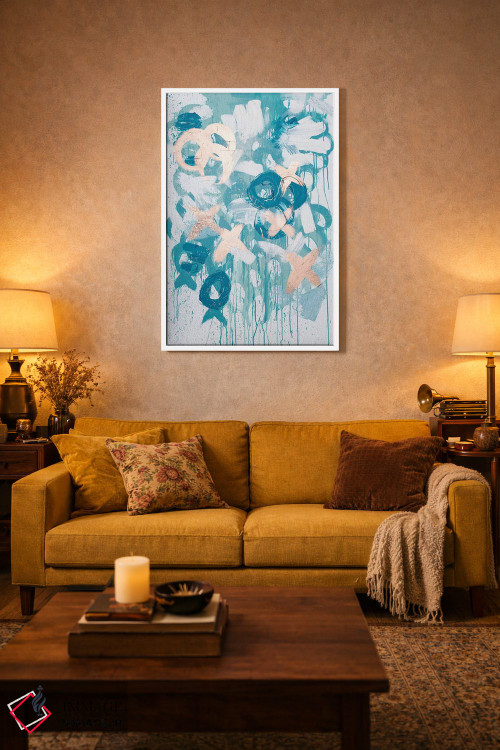 تابلو انتزاعی ایکس اوی آبی اثر کنت یانگستروم - D2W