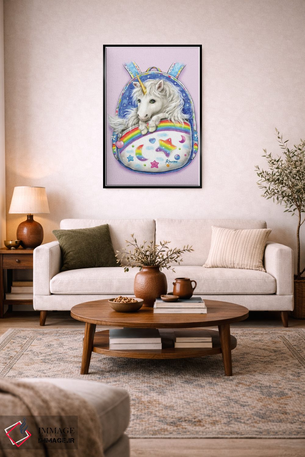 تابلو دکوراتیو یونیکورن کوله پشتی دار اثر کایومی هارای - D5B