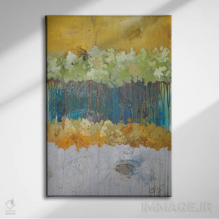 تابلو انتزاعی درختان سه بعدی I اثر کنت یانگستروم - نمای روبهرو روی دیوار