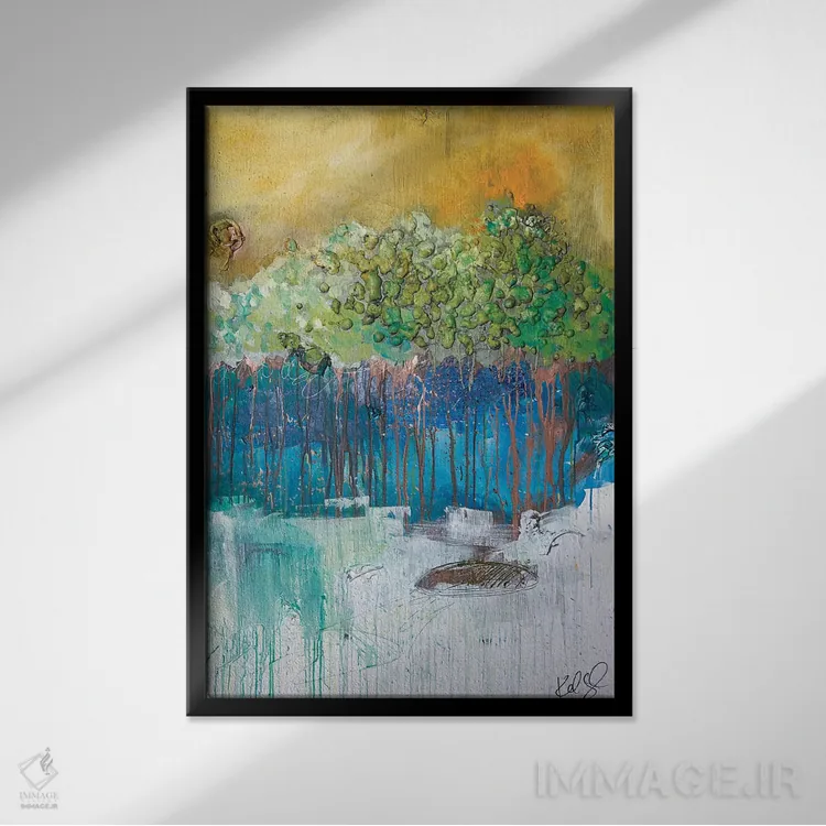 تابلو انتزاعی درختان سه بعدی II اثر کنت یانگستروم - نمای قابدار مشکی