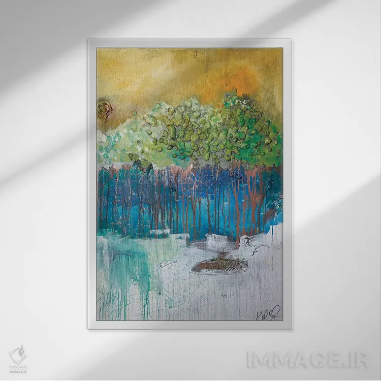 تابلو انتزاعی درختان سه بعدی II اثر کنت یانگستروم - نمای قابدار سفید