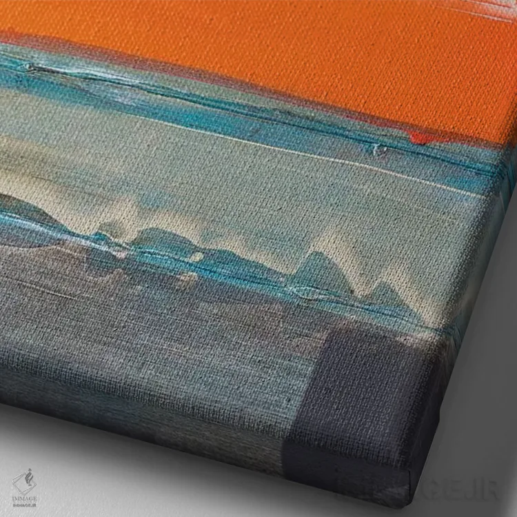 تابلو انتزاعی نارنجی راه راه جدید است اثر کنت یانگستروم - نمای نزدیک بافت بوم