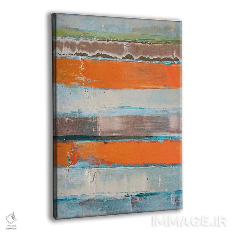 تابلو انتزاعی هم بندی نارنجی راه راه جدید اثر کنت یانگستروم - نمای پرسپکتیو محصول