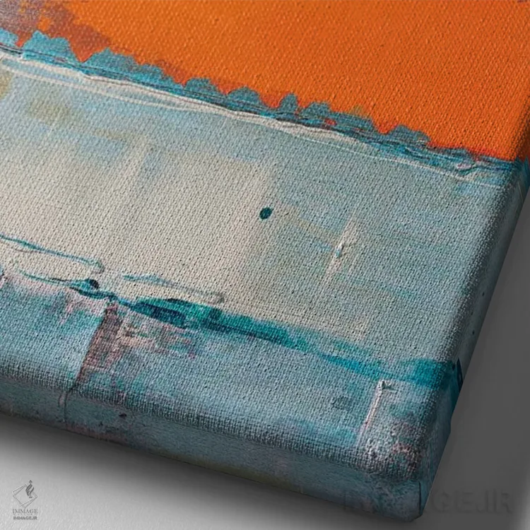 تابلو انتزاعی هم بندی نارنجی راه راه جدید اثر کنت یانگستروم - نمای نزدیک بافت بوم