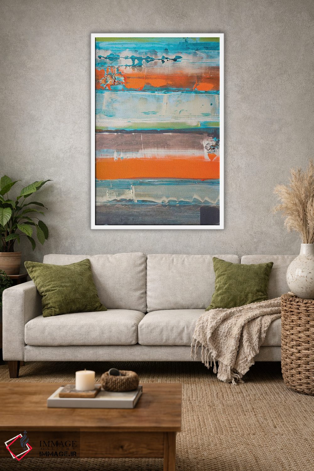 تابلو انتزاعی نارنجی راه راه جدید است اثر کنت یانگستروم - D1W