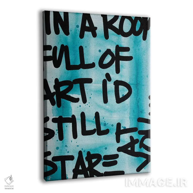 تابلو مدرن در یک اتاق آبی اثر کنت یانگستروم - نمای پرسپکتیو محصول