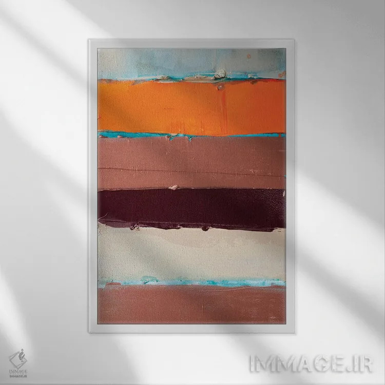 تابلو انتزاعی نارنجی راه راه جدید I اثر کنت یانگستروم - نمای قابدار سفید