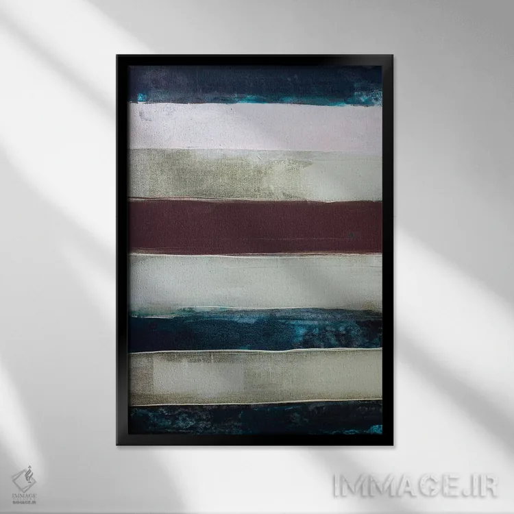 تابلو انتزاعی چنل نامبر راه راه II اثر کنت یانگستروم - نمای قابدار مشکی