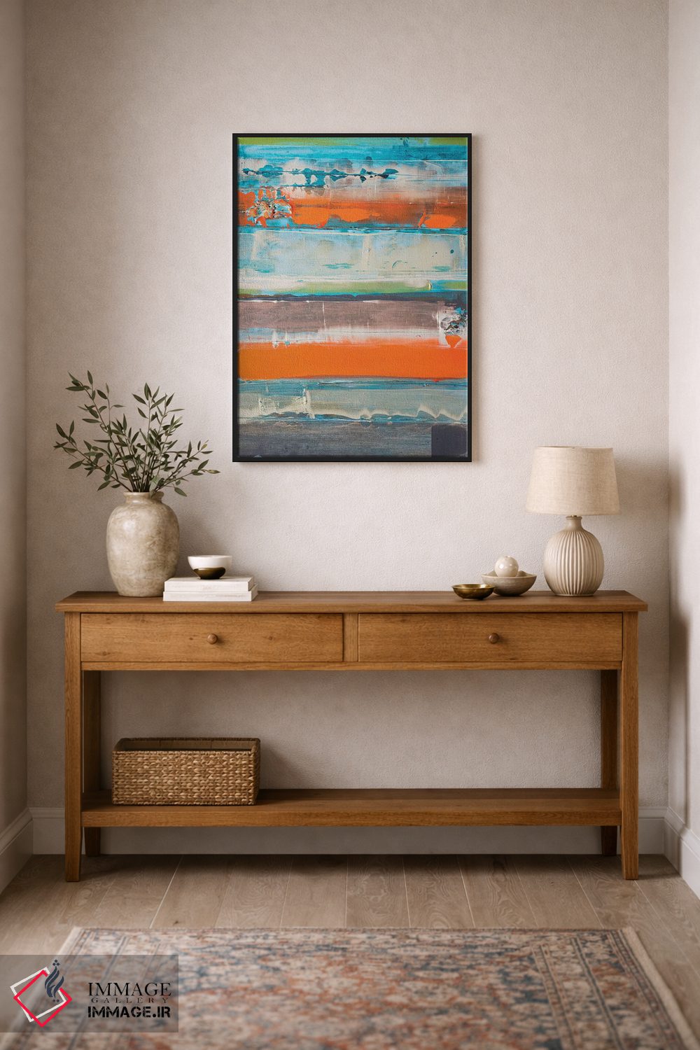 تابلو انتزاعی نارنجی راه راه جدید است اثر کنت یانگستروم - D3B