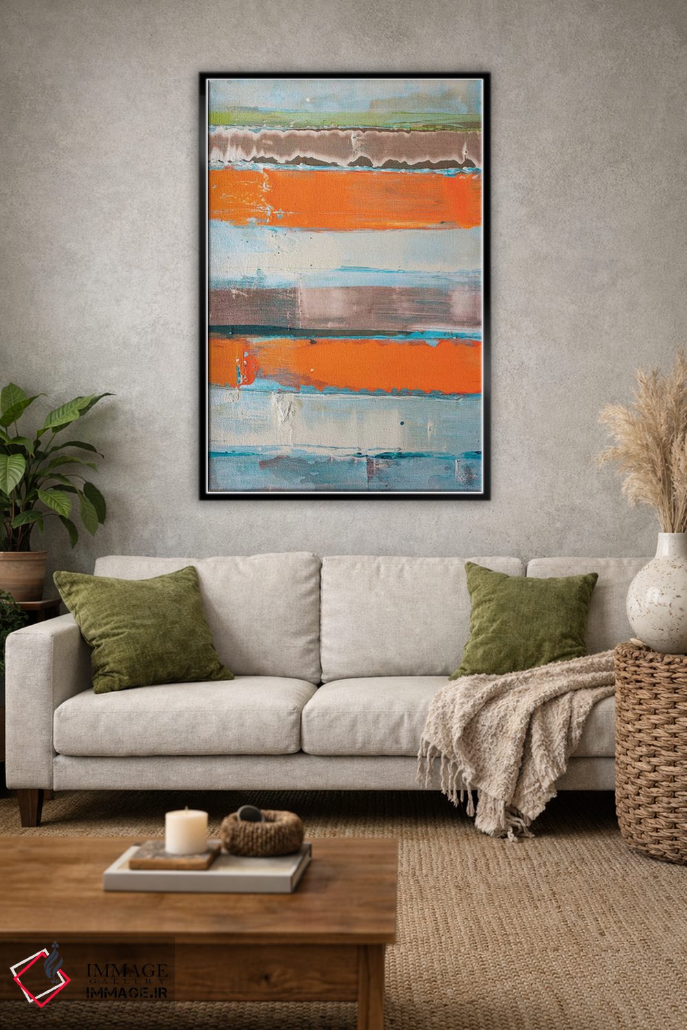 تابلو انتزاعی هم بندی نارنجی راه راه جدید اثر کنت یانگستروم - D2B