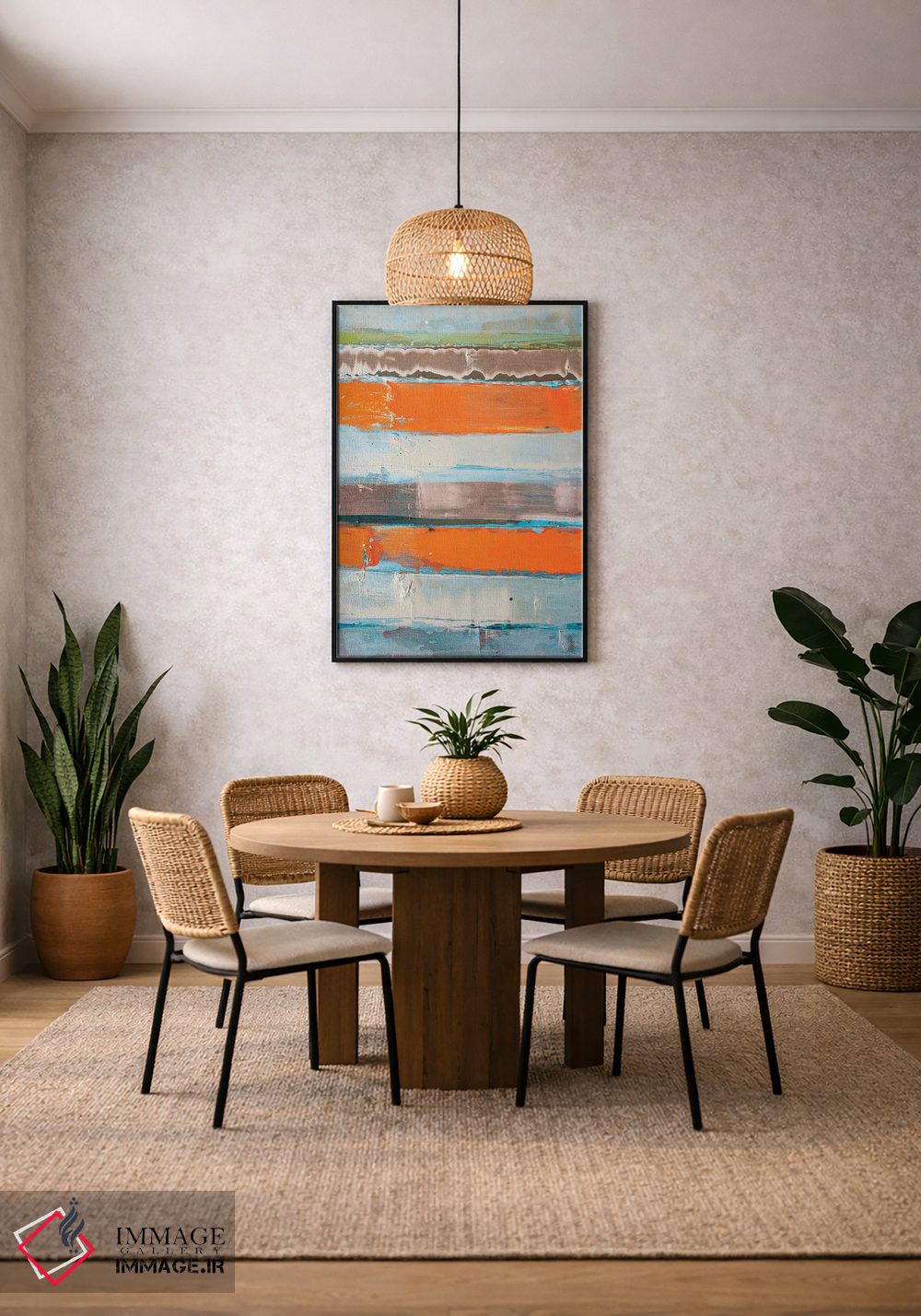 تابلو انتزاعی هم بندی نارنجی راه راه جدید اثر کنت یانگستروم - D4B