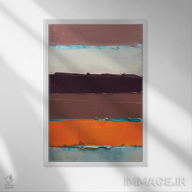 تابلو انتزاعی نارنجی راه راه جدید II اثر کنت یانگستروم - نمای قابدار سفید