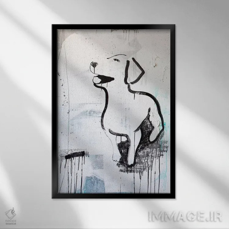 تابلو دکوراتیو عشق توله سگ ها اثر کنت یانگستروم - نمای قابدار مشکی