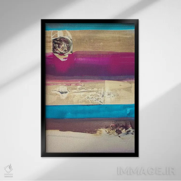 تابلو انتزاعی راه راه ها اثر کنت یانگستروم - نمای قابدار مشکی