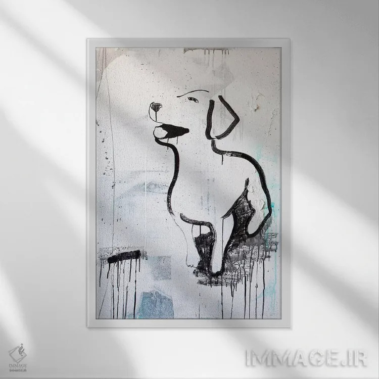 تابلو دکوراتیو عشق توله سگ ها اثر کنت یانگستروم - نمای قابدار سفید