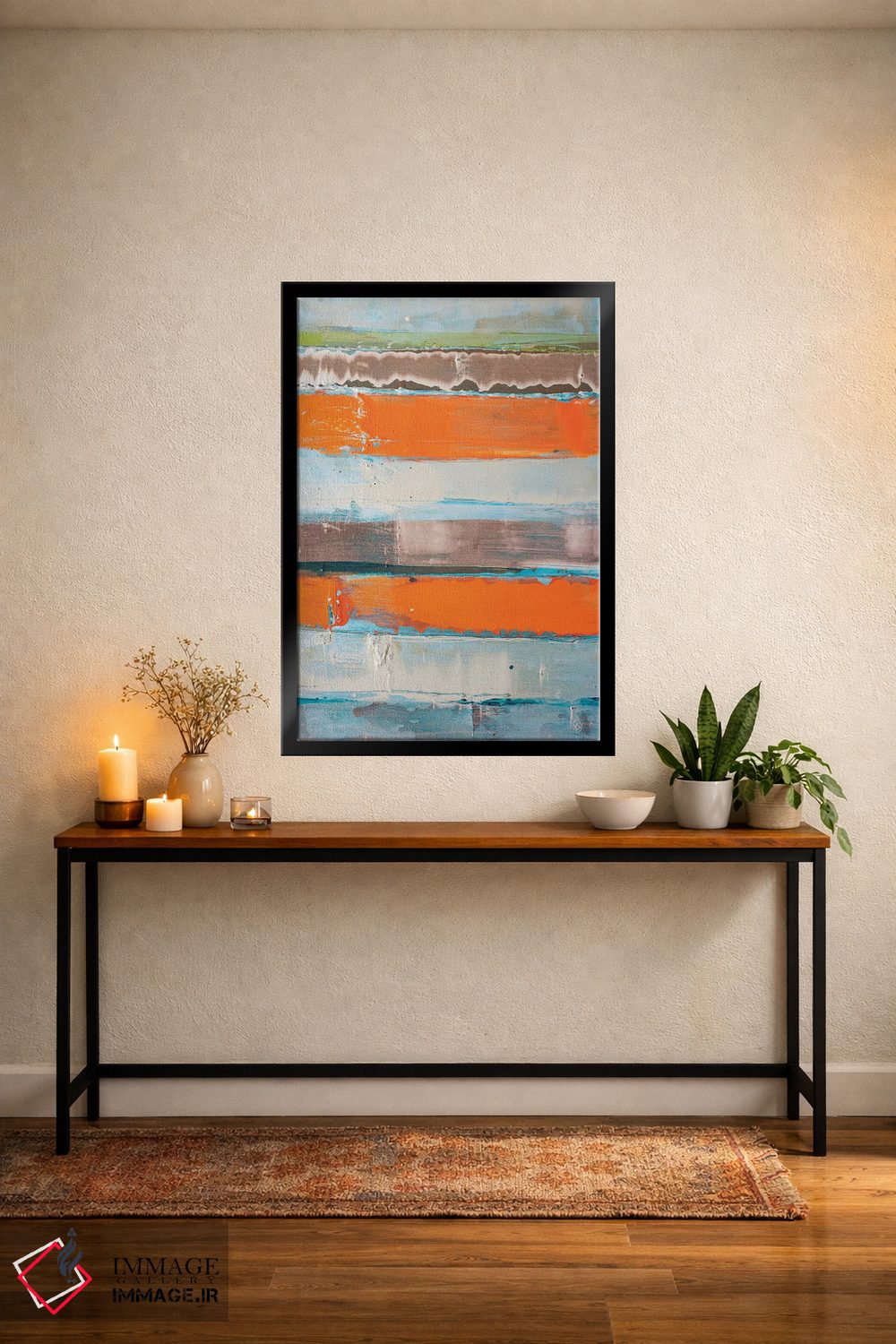 تابلو انتزاعی هم بندی نارنجی راه راه جدید اثر کنت یانگستروم - D5B