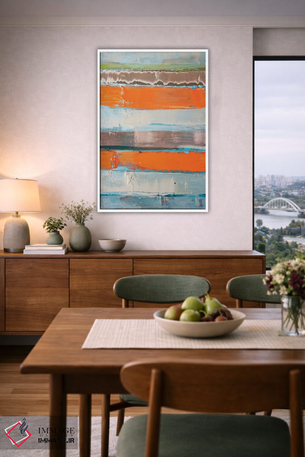 تابلو انتزاعی هم بندی نارنجی راه راه جدید اثر کنت یانگستروم - D6W
