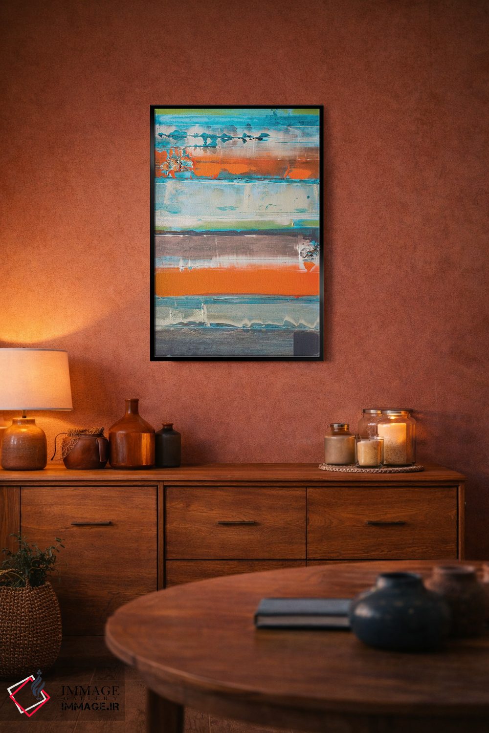 تابلو انتزاعی نارنجی راه راه جدید است اثر کنت یانگستروم - D5B