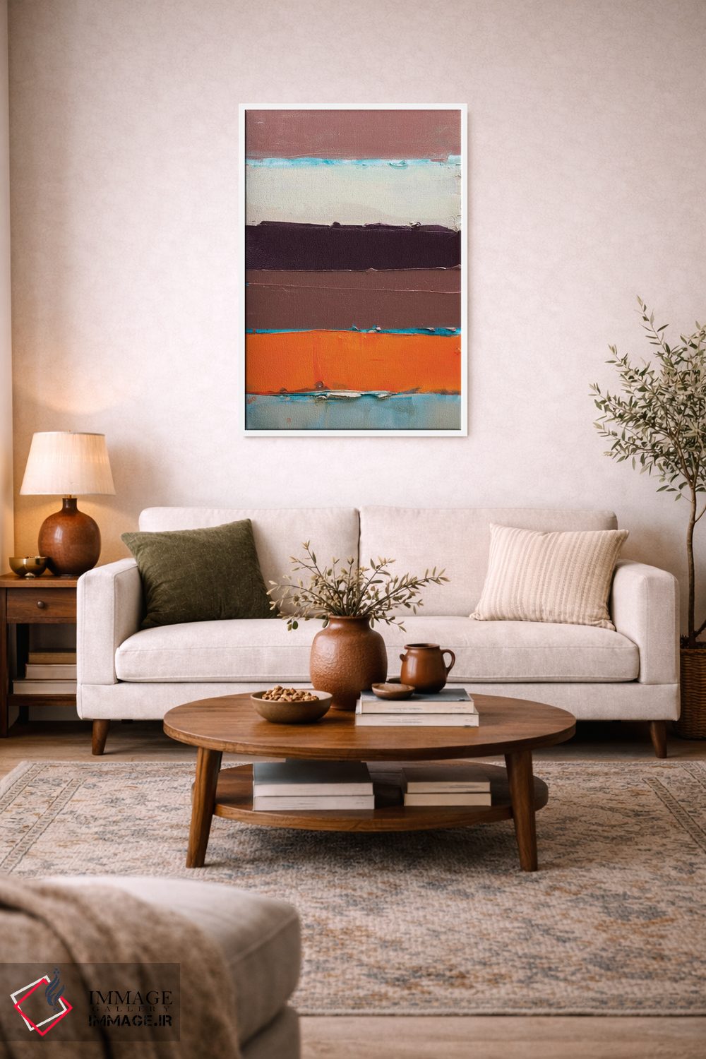 تابلو انتزاعی نارنجی راه راه جدید II اثر کنت یانگستروم - D2W