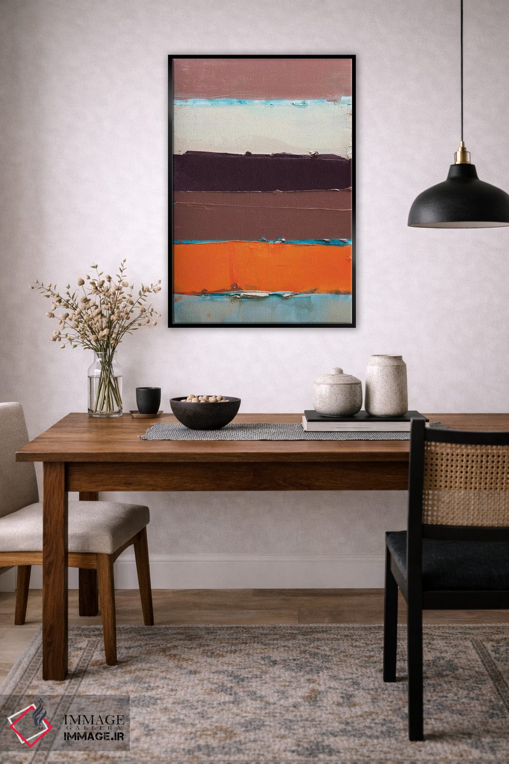 تابلو انتزاعی نارنجی راه راه جدید II اثر کنت یانگستروم - D5B