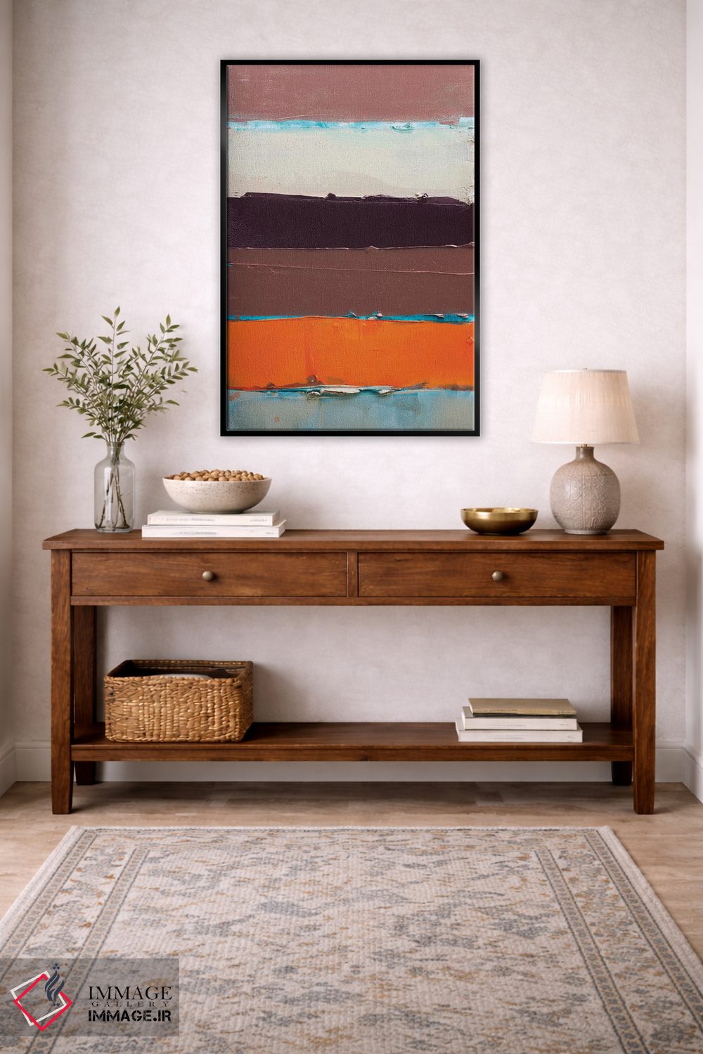 تابلو انتزاعی نارنجی راه راه جدید II اثر کنت یانگستروم - D4B