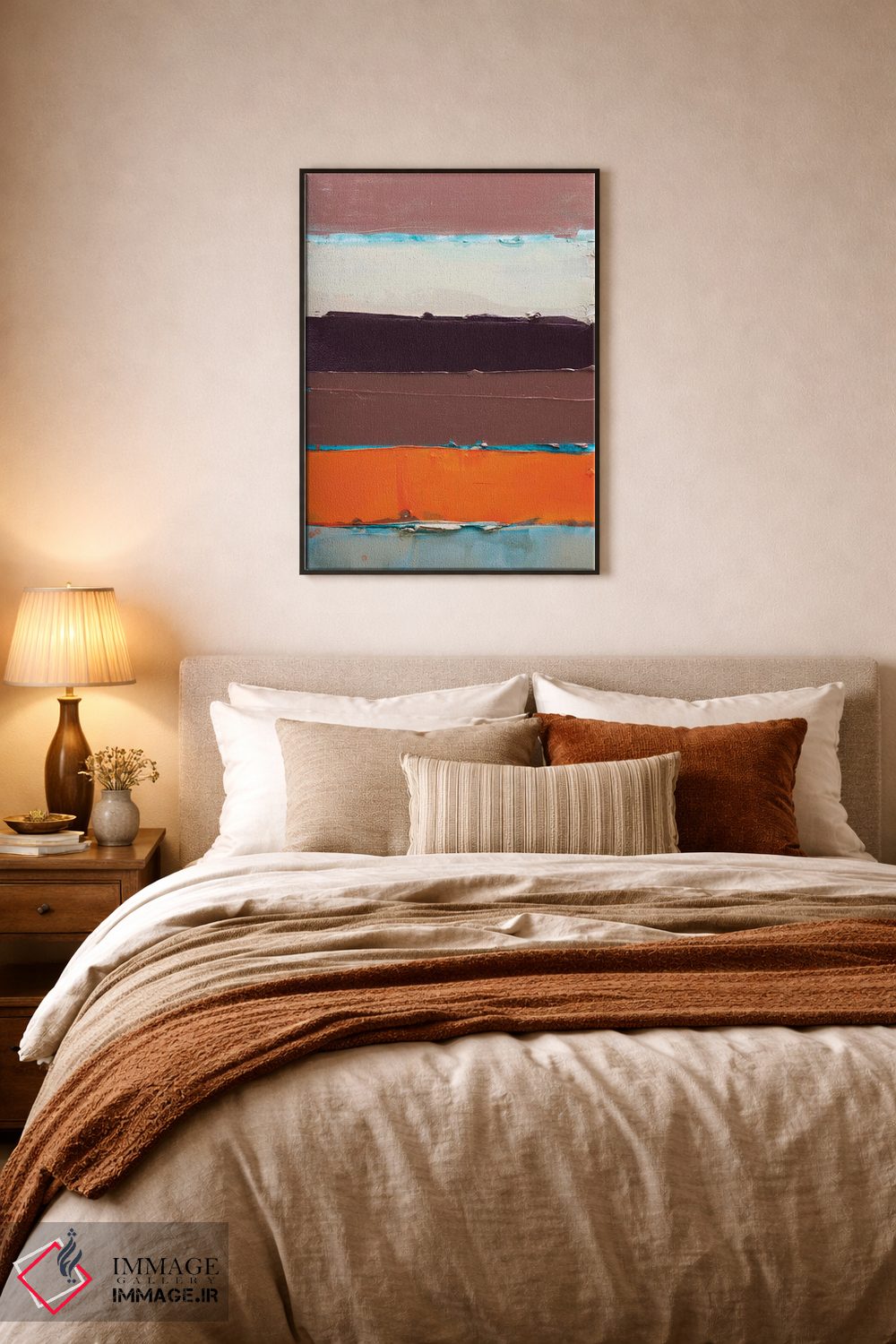 تابلو انتزاعی نارنجی راه راه جدید II اثر کنت یانگستروم - D6B