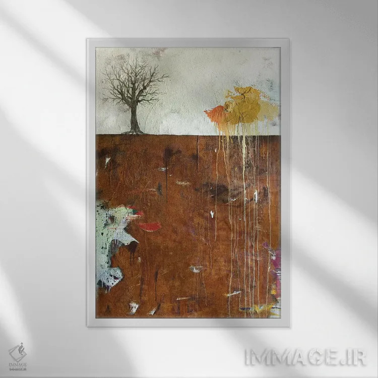 تابلو انتزاعی عمیق اثر کنت یانگستروم - نمای قابدار سفید