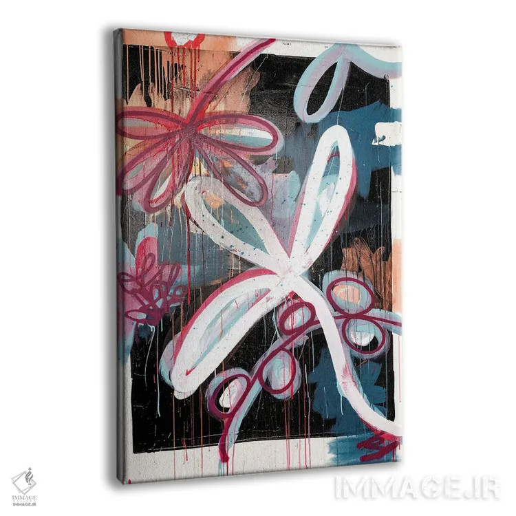 تابلو انتزاعی گل انتزاعی اثر کنت یانگستروم - نمای پرسپکتیو محصول