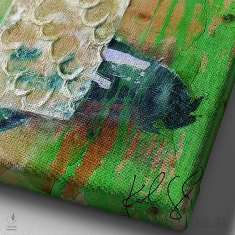 تابلو انتزاعی گل های کم نور اثر کنت یانگستروم - نمای نزدیک بافت بوم