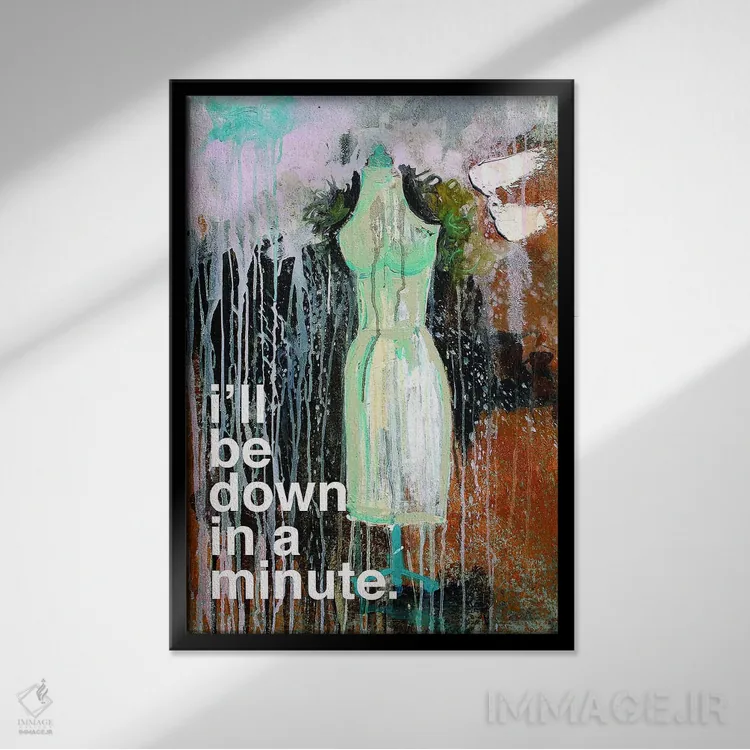 تابلو مدرن تا یک دقیقه دیگر پایین می آیم اثر کنت یانگستروم - نمای قابدار مشکی