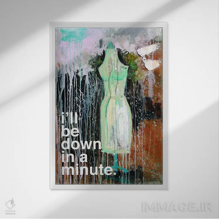 تابلو مدرن تا یک دقیقه دیگر پایین می آیم اثر کنت یانگستروم - نمای قابدار سفید