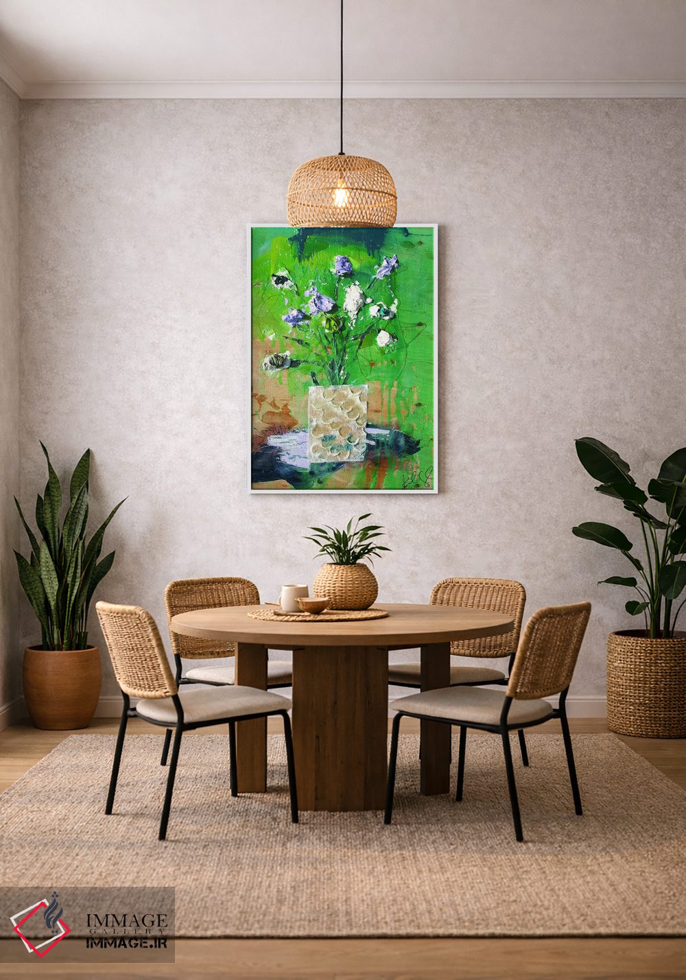 تابلو انتزاعی گل های کم نور اثر کنت یانگستروم - D1W