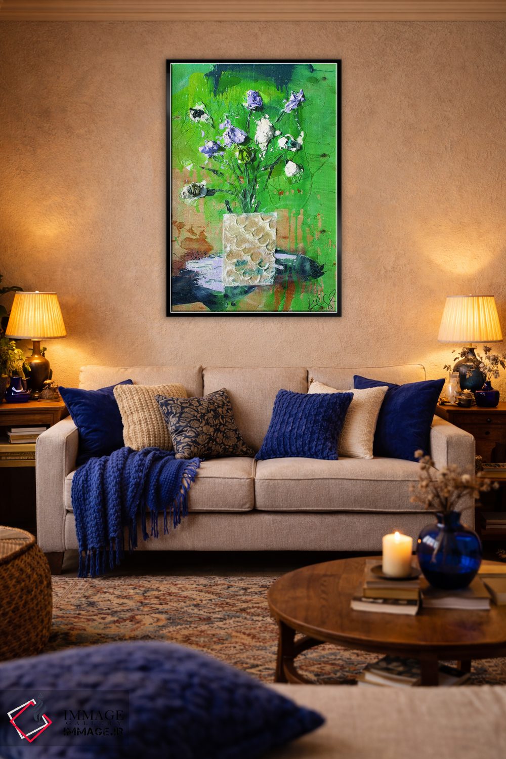 تابلو انتزاعی گل های کم نور اثر کنت یانگستروم - D3B