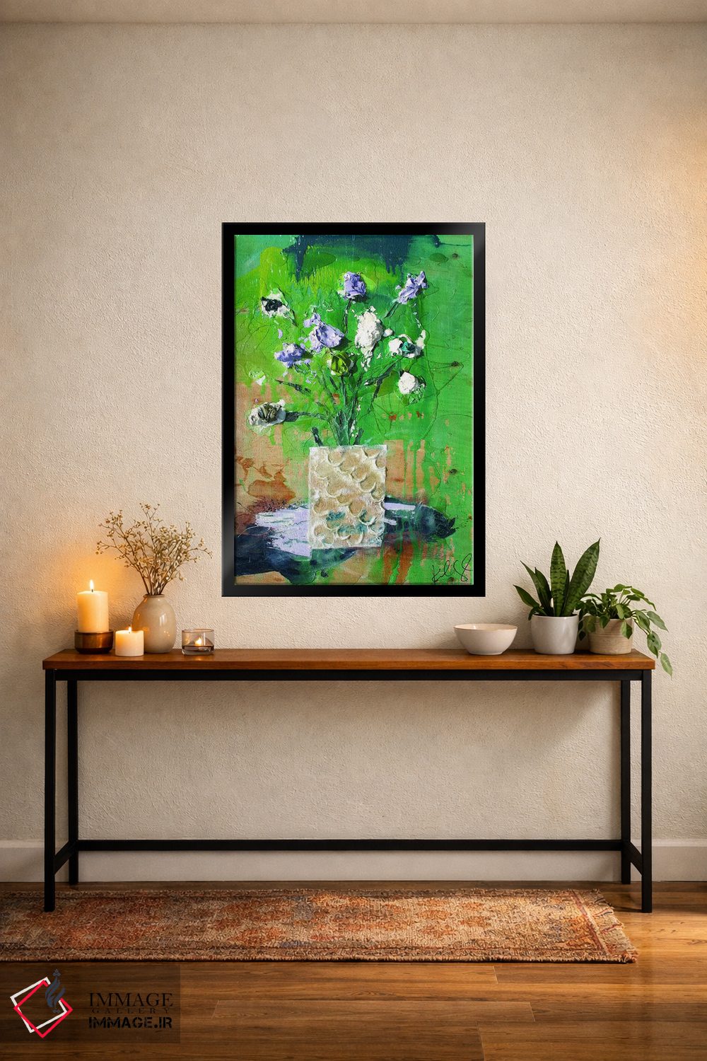 تابلو انتزاعی گل های کم نور اثر کنت یانگستروم - D4B