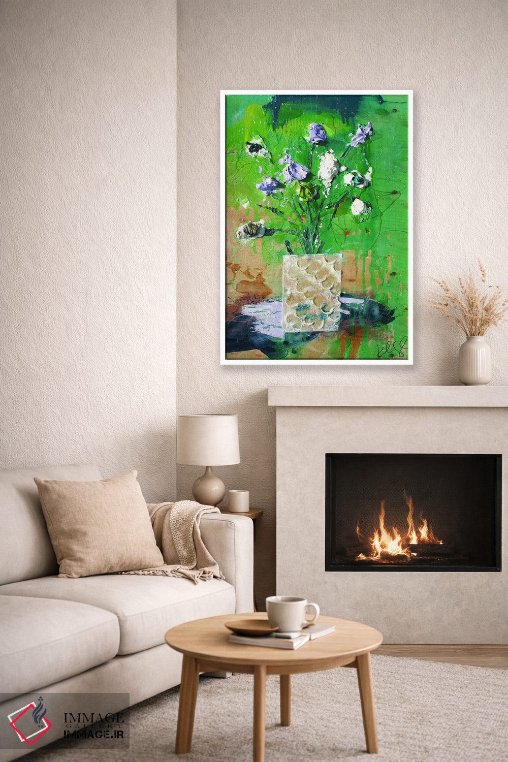 تابلو انتزاعی گل های کم نور اثر کنت یانگستروم - D6W