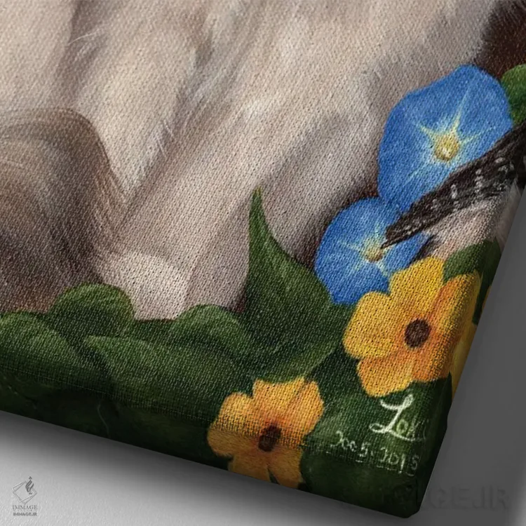 تابلو دکوراتیو در باغ اثر کایرا ویلسون - نمای نزدیک بافت بوم