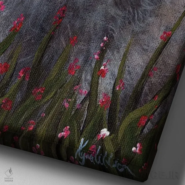 تابلو دکوراتیو راکون اثر کایرا ویلسون - نمای نزدیک بافت بوم