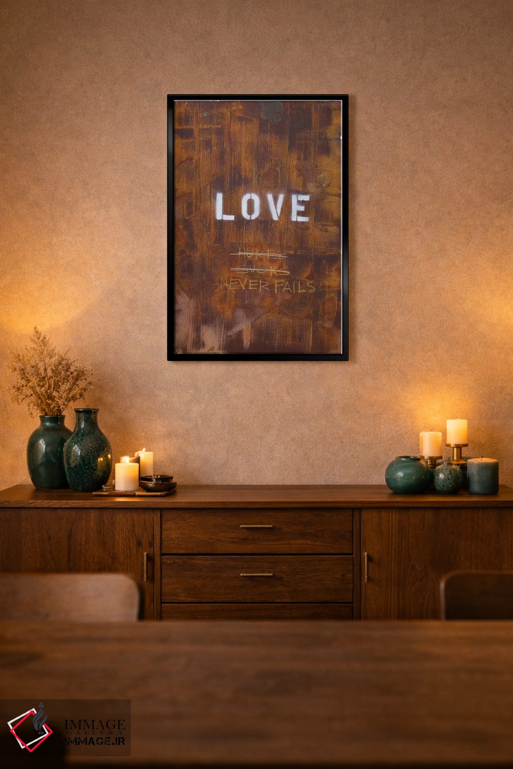 تابلو انتزاعی عشق درد دارد... بد است؟ هرگز شکست نمی خورد اثر کنت یانگستروم - D2B