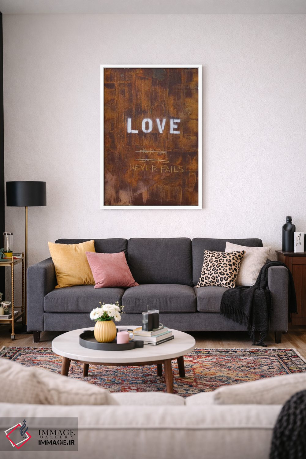 تابلو انتزاعی عشق درد دارد... بد است؟ هرگز شکست نمی خورد اثر کنت یانگستروم - D3W