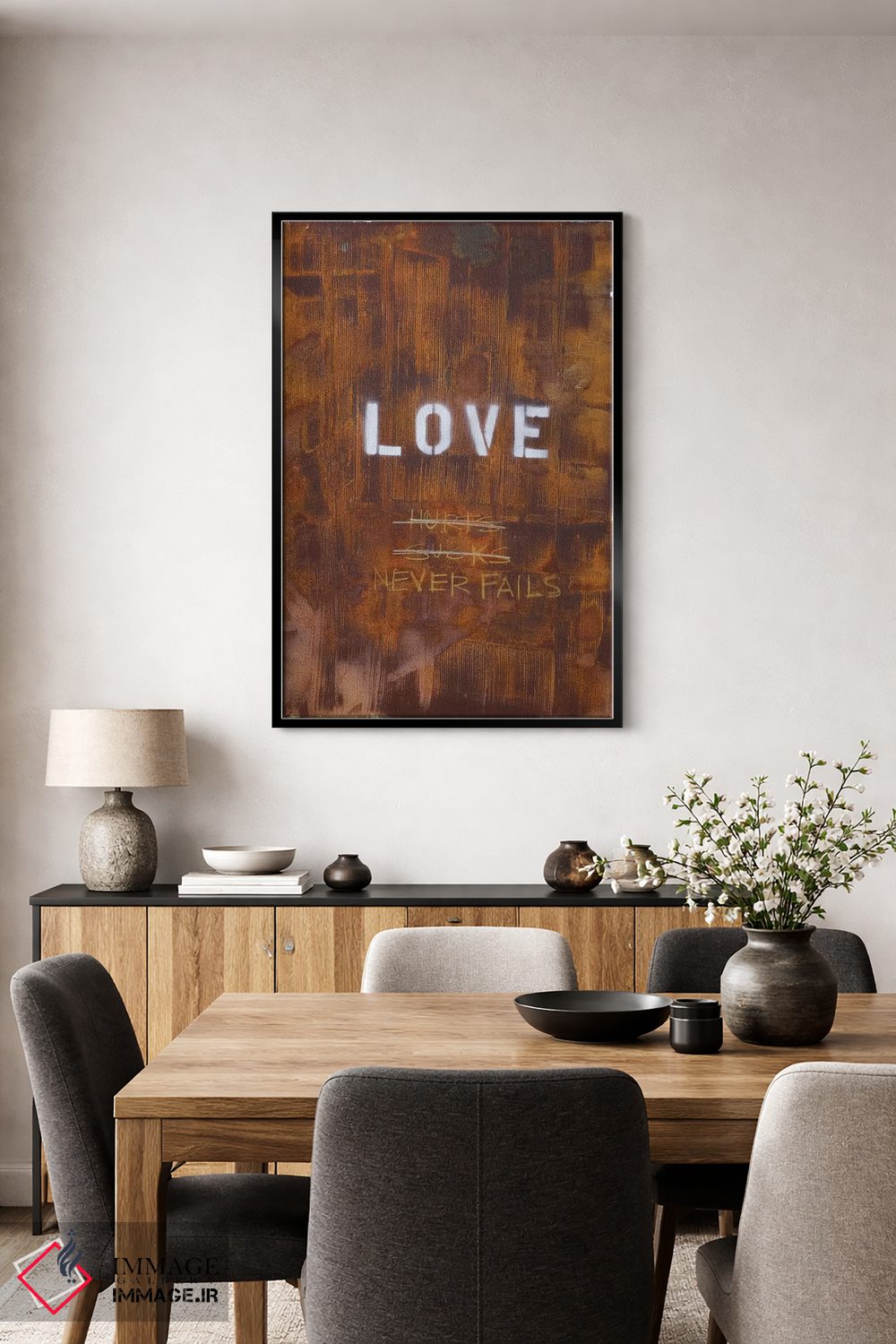 تابلو انتزاعی عشق درد دارد... بد است؟ هرگز شکست نمی خورد اثر کنت یانگستروم - D4B