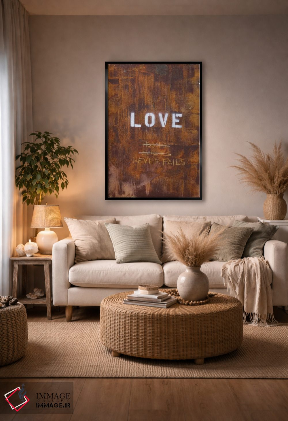 تابلو انتزاعی عشق درد دارد... بد است؟ هرگز شکست نمی خورد اثر کنت یانگستروم - D5B